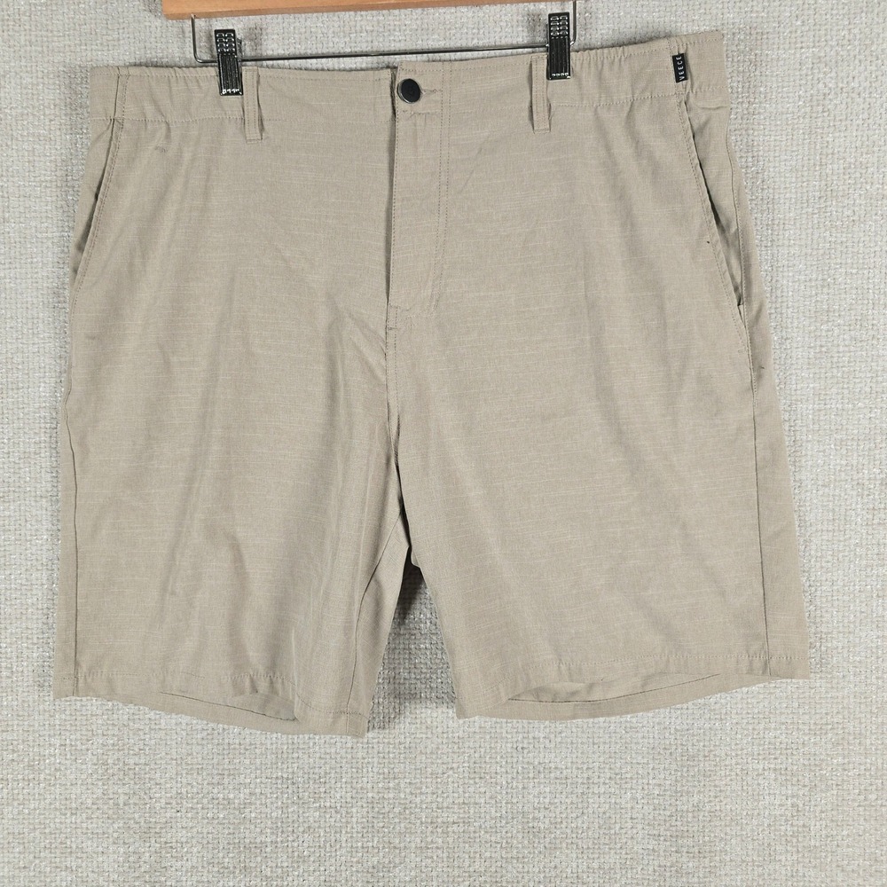 Veece Mens Khaki Heathered Hybrid Walk Shorts Size 38 TS002715M Stretch Tan